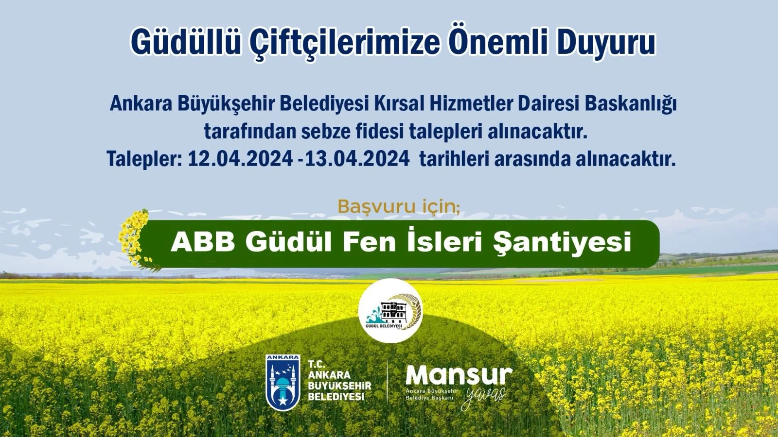 Ankara'nın o ilçesinde çiftçilere destek duyurusu yapıldı! Sadece 2 gün sürecek