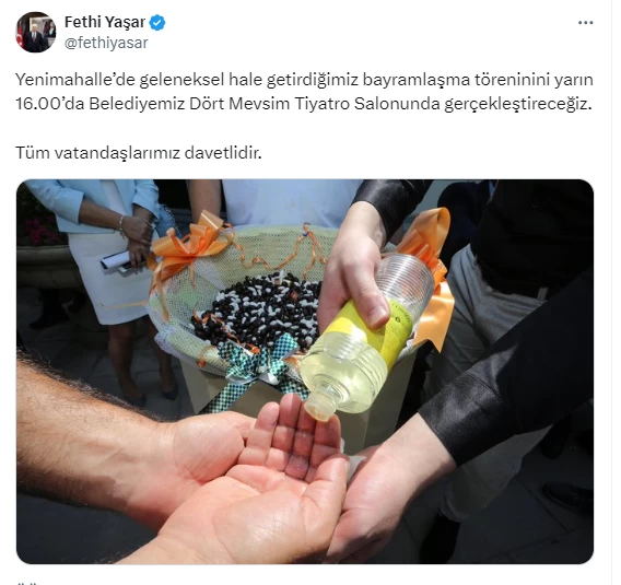 Yenimahalle Belediye Başkanı Yaşar'dan vatandaşa bayramlaşma daveti!