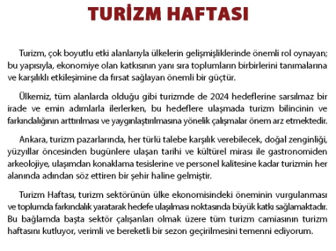 Ankara Valisi Vasip Şahin'den Turizm Haftası mesajı!