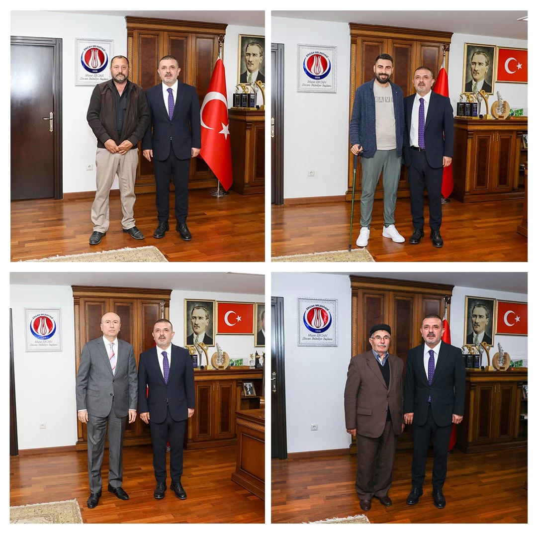 Sincan Belediye Başkanı Murat Ercan yeni dönem tebriklerini makamında kabul ediyor - Resim : 2