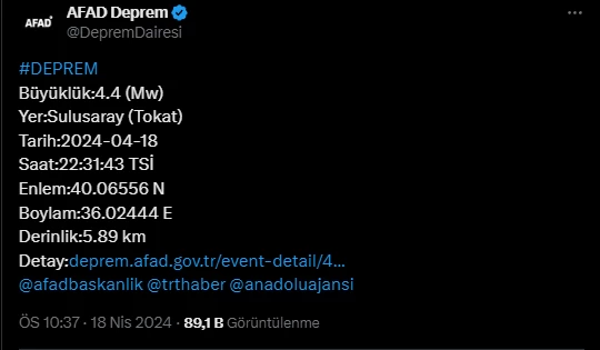 Tokat'ta peş peşe depremler devam ediyor! 4,4 büyüklüğünde deprem meydana geldi - Resim : 2