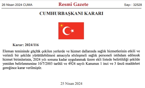 Sağlık alanında 36 bin sözleşmeli personelin hizmet alanları belli oldu!
