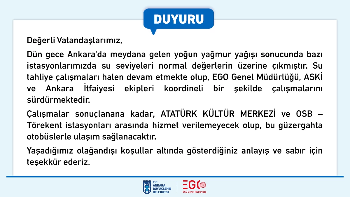 Ankara 1 Mayıs ta metro çalışacak mı 2024 metrolar açık mı neden çalışmıyor?