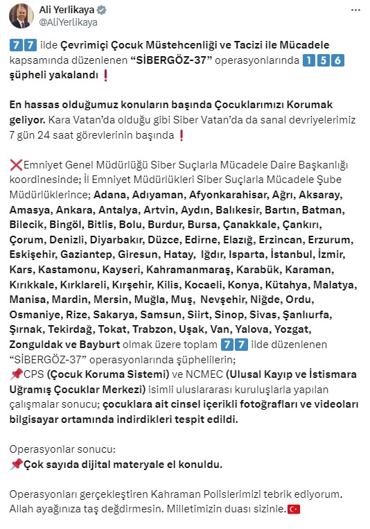 Ankara dahil 77 ilde çocuk müstehcenliği operasyonu düzenlendi!