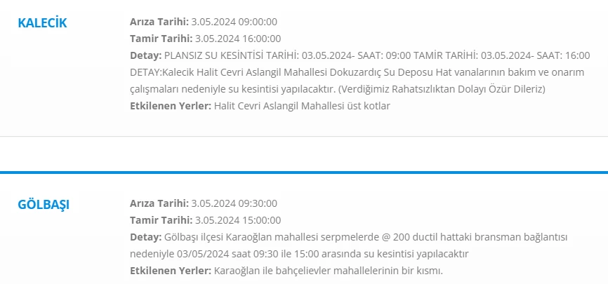 Bala Gölbaşı Kalecik uyarı saatler önce yapıldı! Ekipler çalışmalara başladı uzun süre kullanamayacaksınız