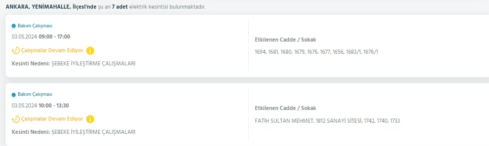 Ankara'da elektrik kesintisi olacak mı, elektrikler ne zaman gelecek?