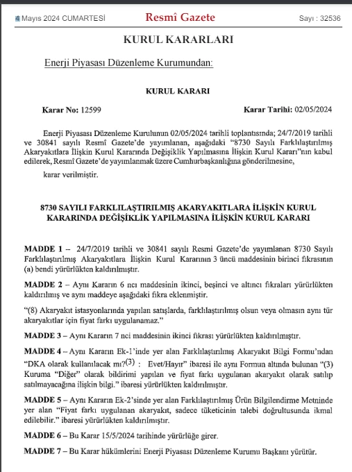EPDK zamma son noktayı koydu! Akaryakıtta tek fiyat dönemi başlıyor karar Resmi Gazete'de