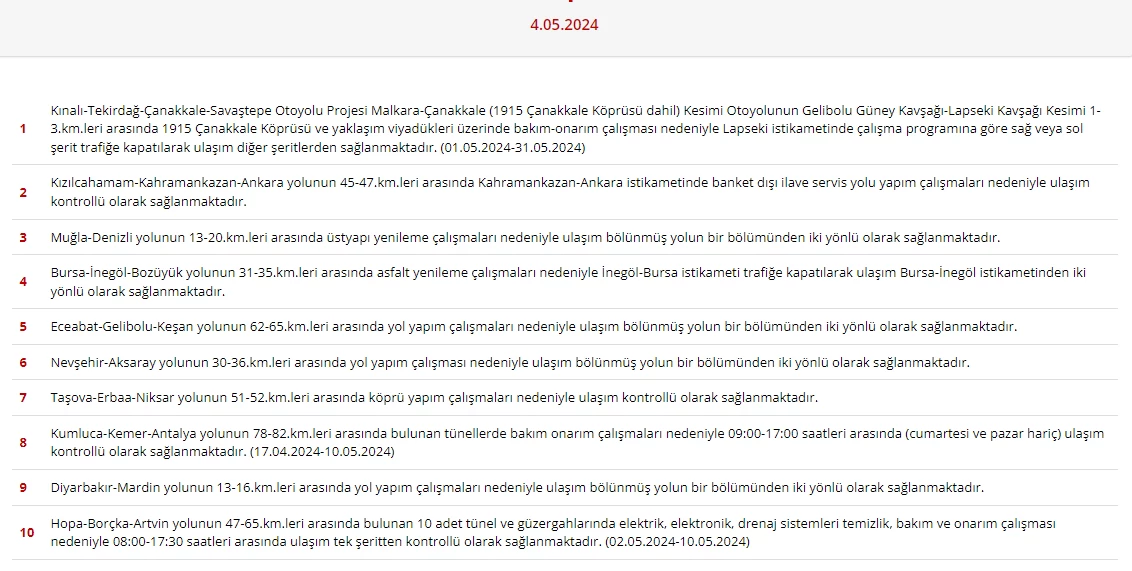 KGM yol durum bülteni yayında! Karayollarında son durum