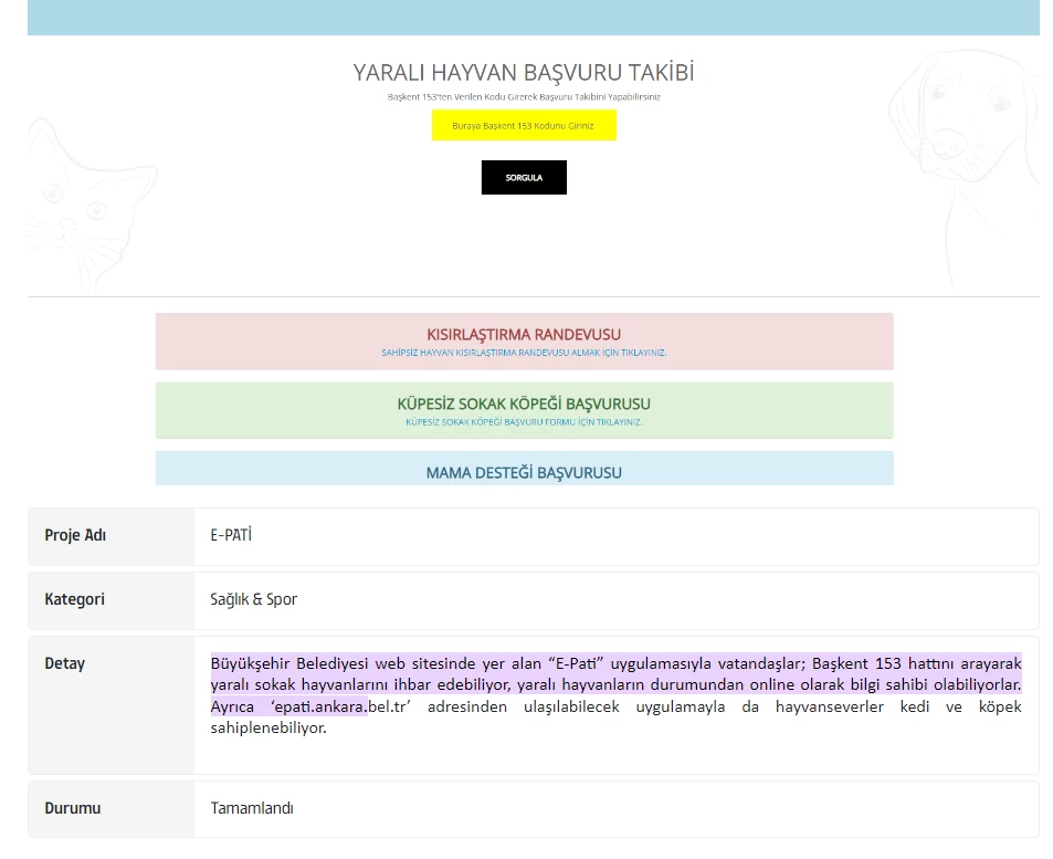 Ankara Büyükşehir Belediyesi sokak köpekleri merkezi şikayet hattı telefon numarası