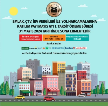 Yenimahalle Belediyesi emlak ve çevre temizlik vergisi ödeme kanallarını açıkladı