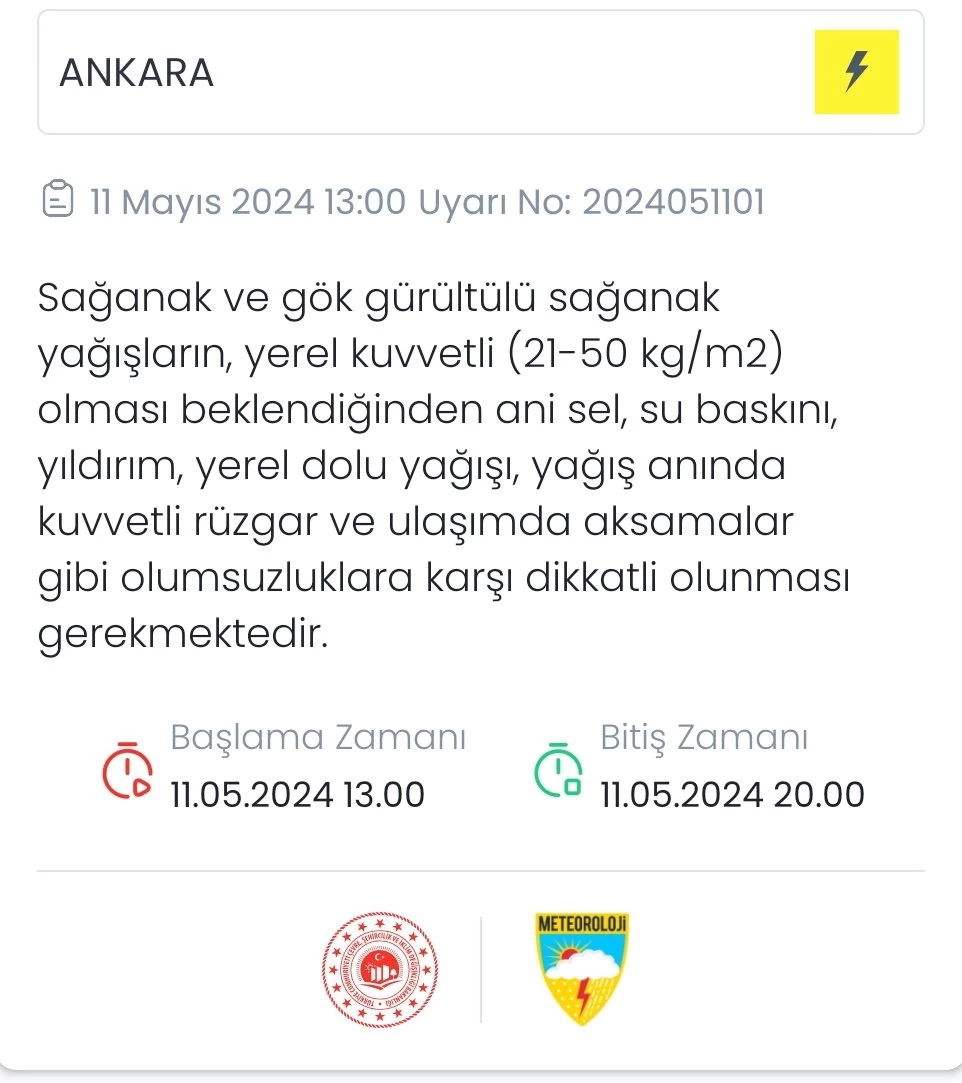 Ankara Valiliği ve AKOM'dan uyarı geldi! Ankara’da kuvvetli gök gürültülü sağanak yağış bekleniyor - Resim : 2