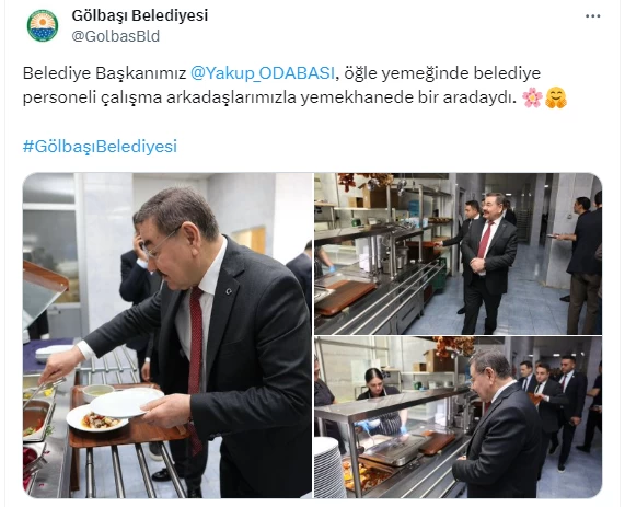 Gölbaşı Belediye Başkanı Yakup Odabaşı öğle yemeğini personelle beraber yedi - Resim : 3