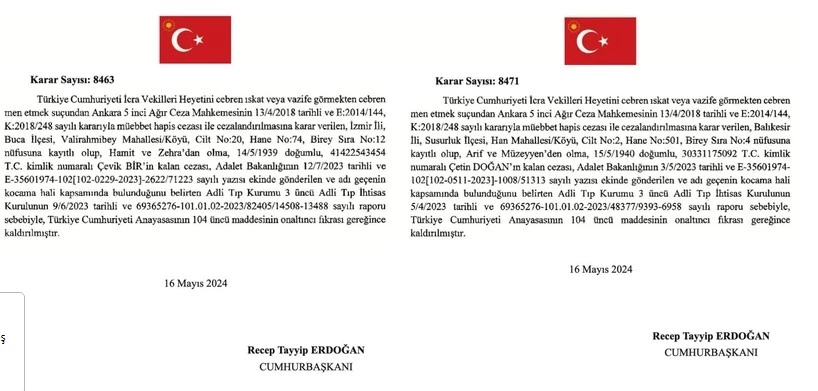 28 Şubat sanıkları Cumhurbaşkanı Erdoğan tarafından affedildi