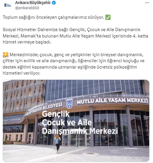 ABB Mamak’ta Gençlik Çocuk ve Aile Danışmalık Merkezini hizmete açtı