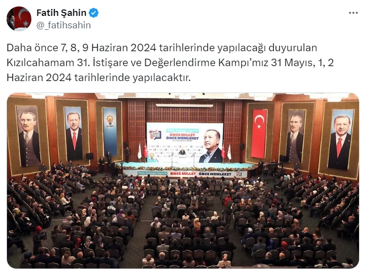 AK Parti’nin Kızılcahamam'da yapılacak kampı öne alındı