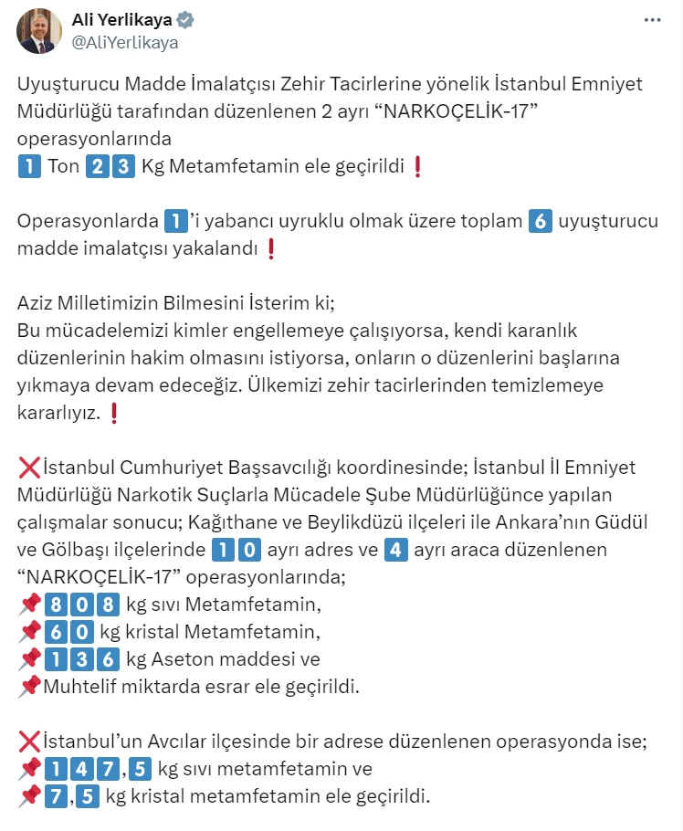 Ankara'nın Güdül ve Gölbaşı ilçelerinde Narkoçelik 17 Operasyonları yapıldı