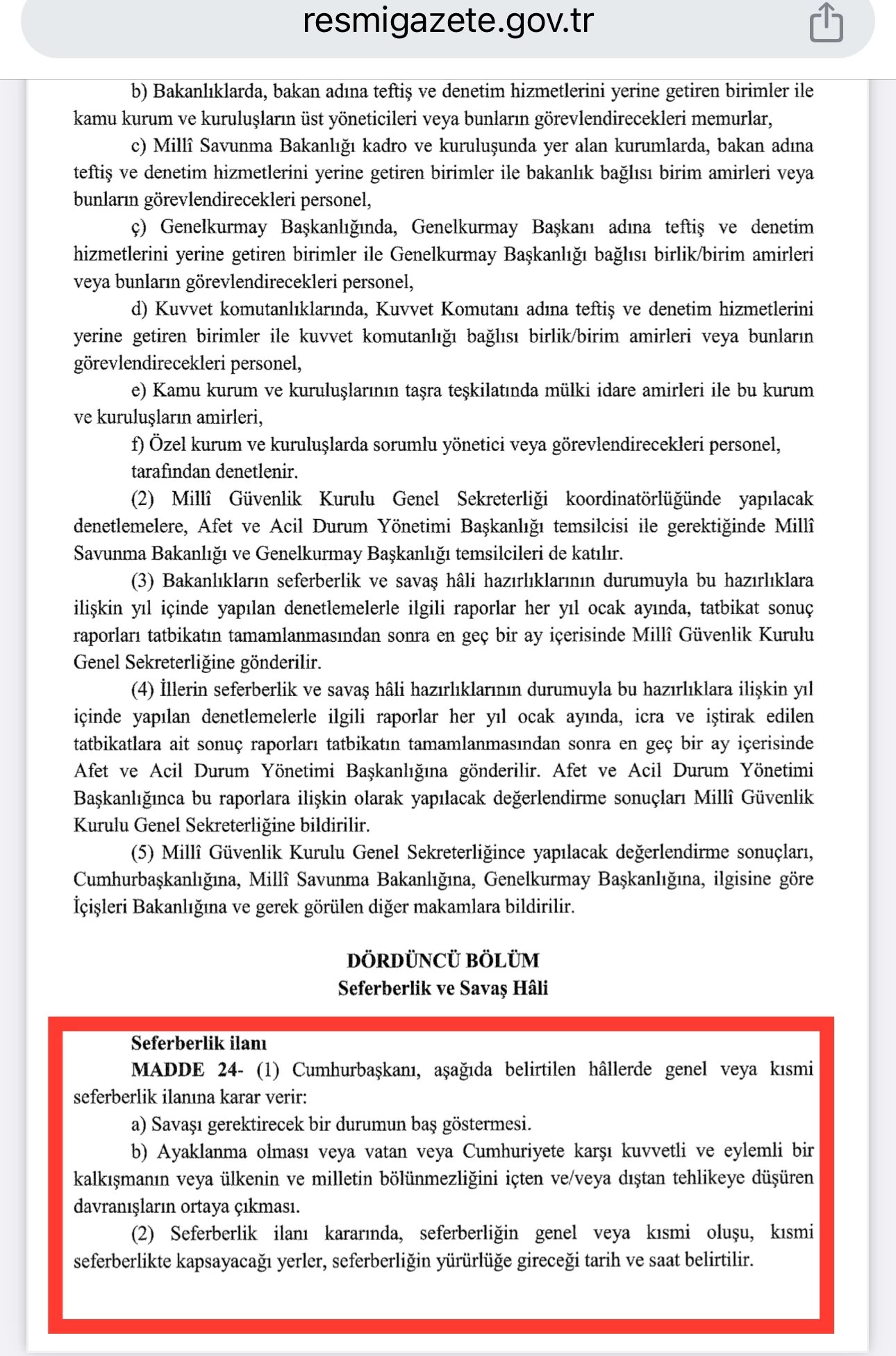 Resmi Gazetede yayınlandı! Seferberlik ve Savaş Hali Yönetmeliği yürürlüğe girdi - Resim : 2