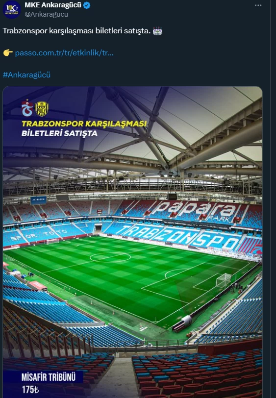 MKE Ankaragücü Trabzonspor maçı biletleri satışa sunuldu