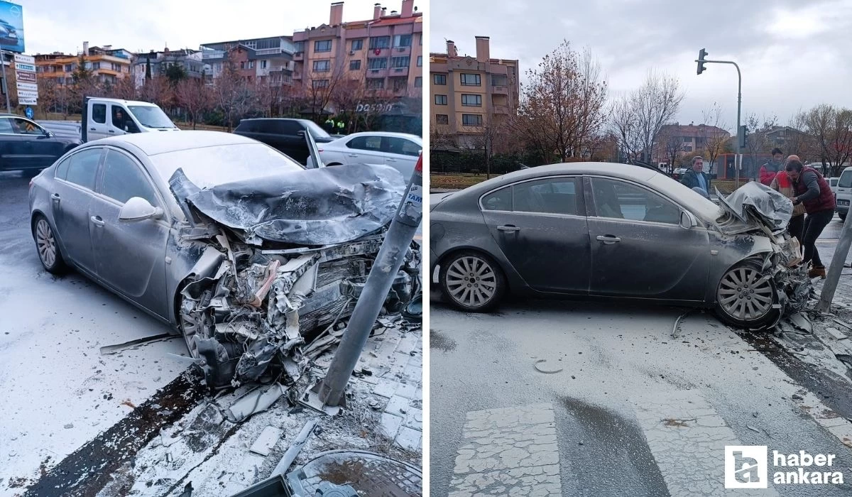 Ankara'nın Çankaya ilçesinde trafik kazası sonrası araçta yangın çıktı!