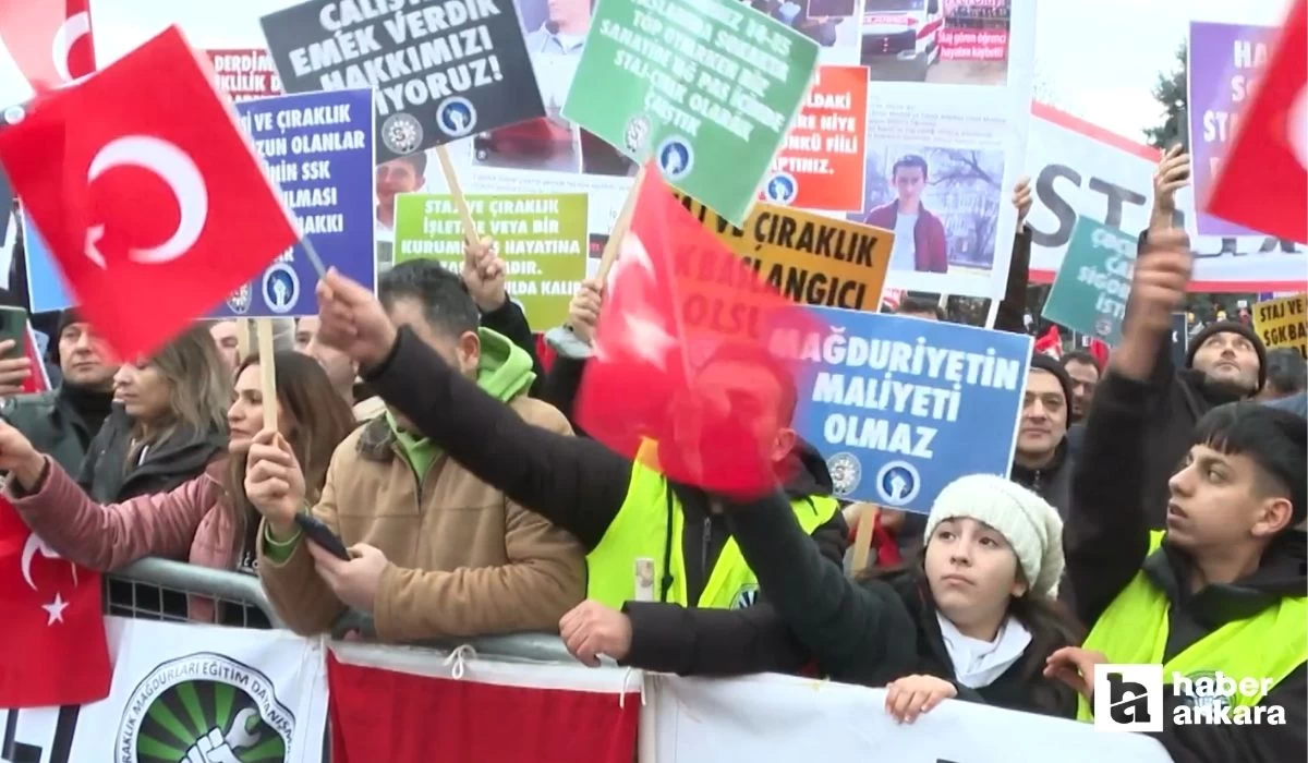 Ankara'da Staj ve Çıraklık Sigortası Mağdurları eylem yaptı