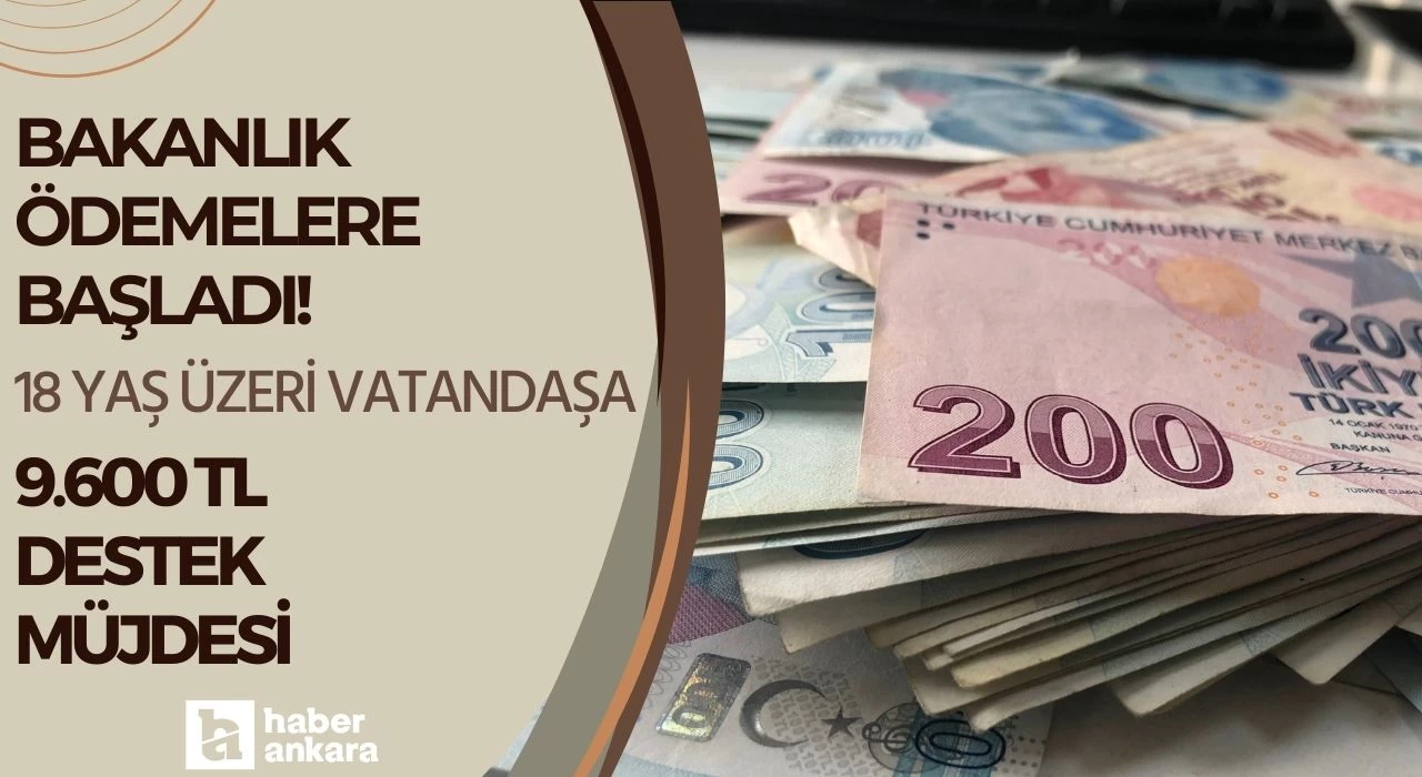 Bakanlık ödemelere başladı! 18 yaş üzeri vatandaşa 9600 TL destek ödemesi müjdesi