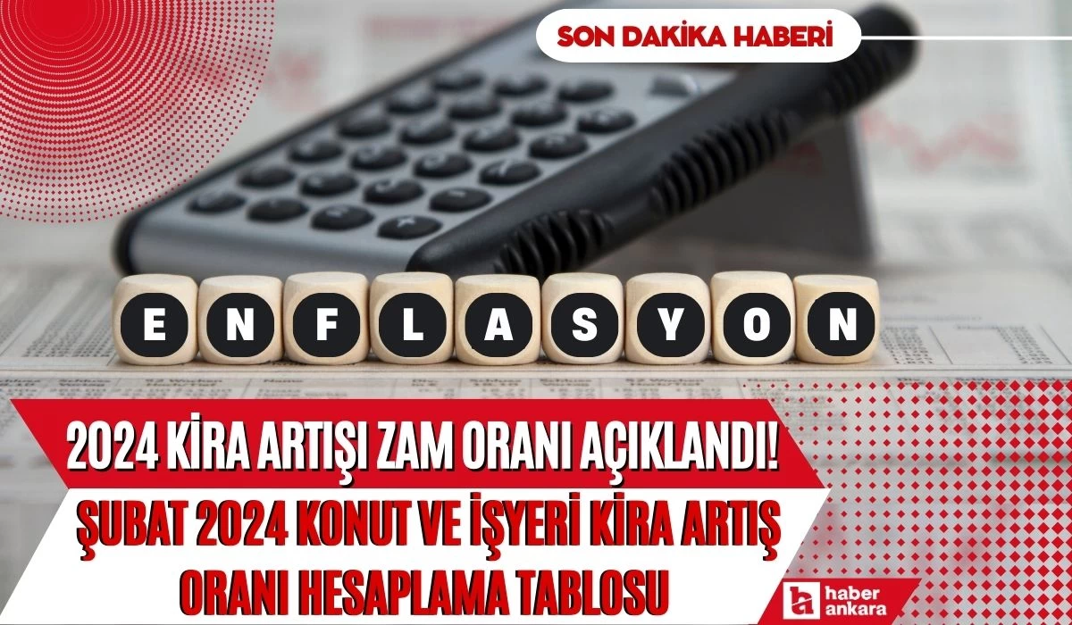 2024 kira artışı zam oranı açıklandı! Şubat 2024 konut ve işyeri kira artış oranı hesaplama tablosu