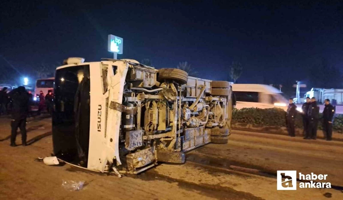 Hatay'da göreve giden polisleri taşıyan midibüs devrildi! 25 polis hafif şekilde yaralandı