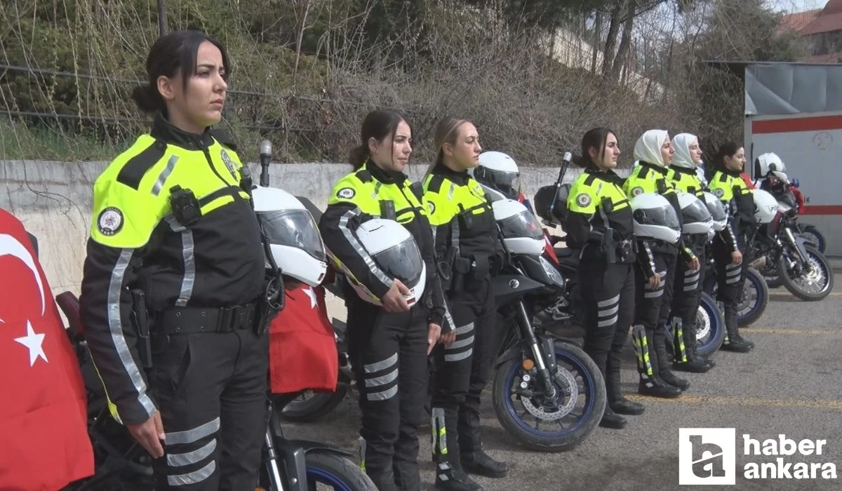 Ankara'da bugün tam 14 yeni motosikletli kadın polis göreve başladı! 8 Mart'ta anlamlı tören