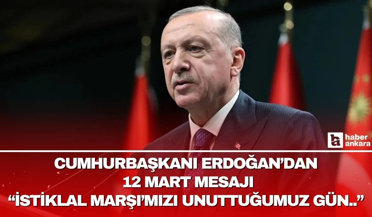 Cumhurbaşkanı Erdoğan İstiklal Marşı'nın kabulünün yıl dönümü için bir mesaj yayınladı